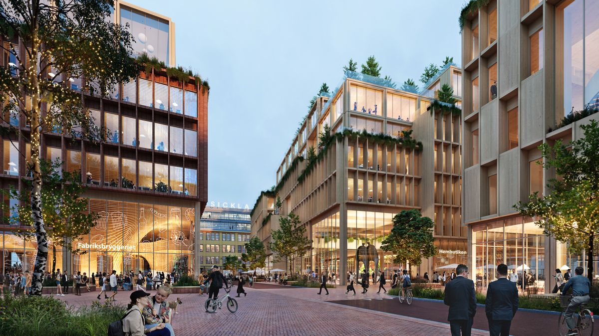 Ve Stockholmu vyroste největší městská čtvrť tvořená jen dřevostavbami